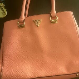 Guess Coral Tote Bag with Gold Accents